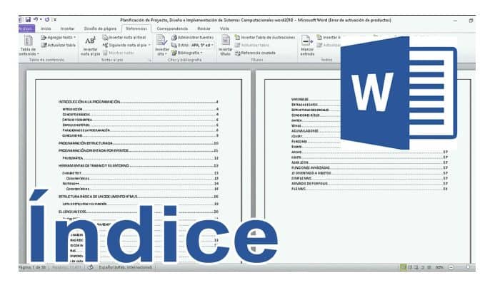 Como crear un índice en Microsoft Word