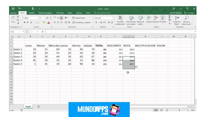 Como hacer operaciones en Excel