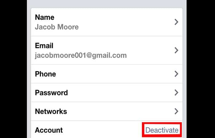 Desactivar Facebook