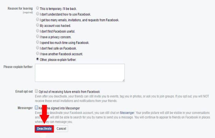 Cómo desactivar tu cuenta de Facebook