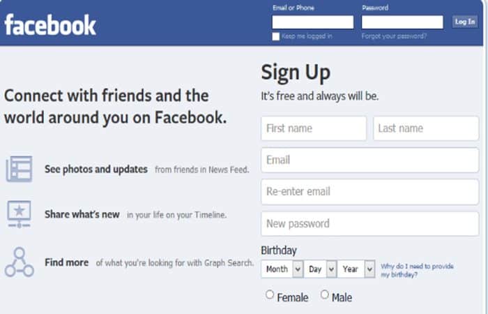 cómo registrarse en Facebook