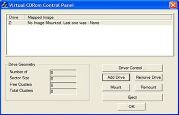 Virtual CD ROM Control Panel