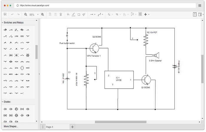 Circuit Diagram herramienta de dibujo de circuitos eléctricos en línea